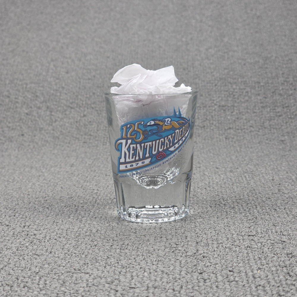Kentucky Derby 125th Anniversary Shot Glass Clear 1999 Souvenir